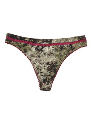 Women’s Lace Thong Underwear Kings Camo with Cranberry Accents